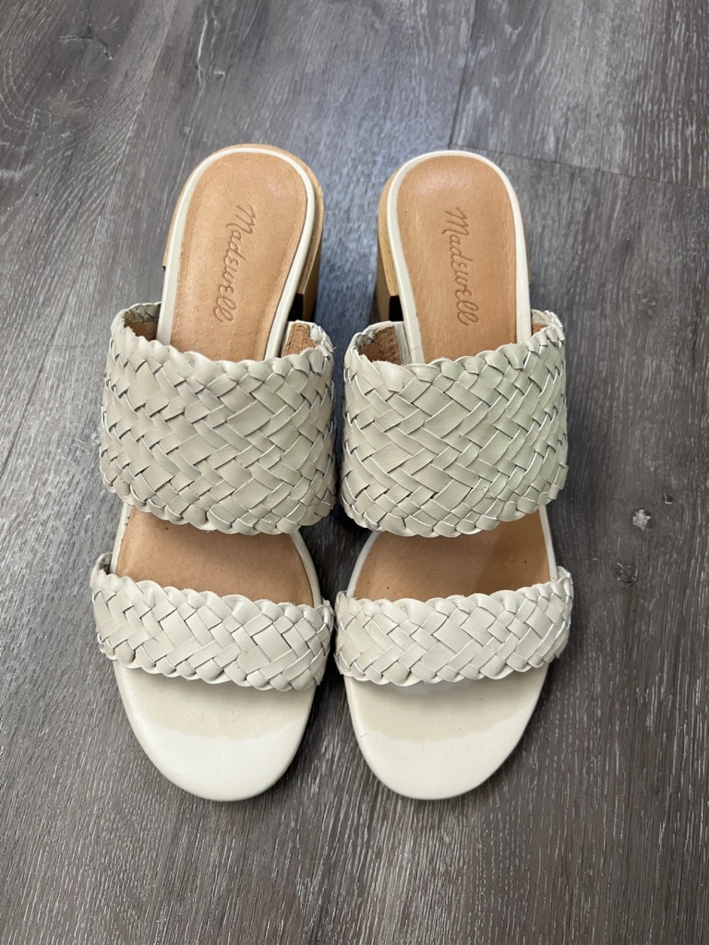 Madewell Women's Cream Braided Double-Strap Slide Sandals